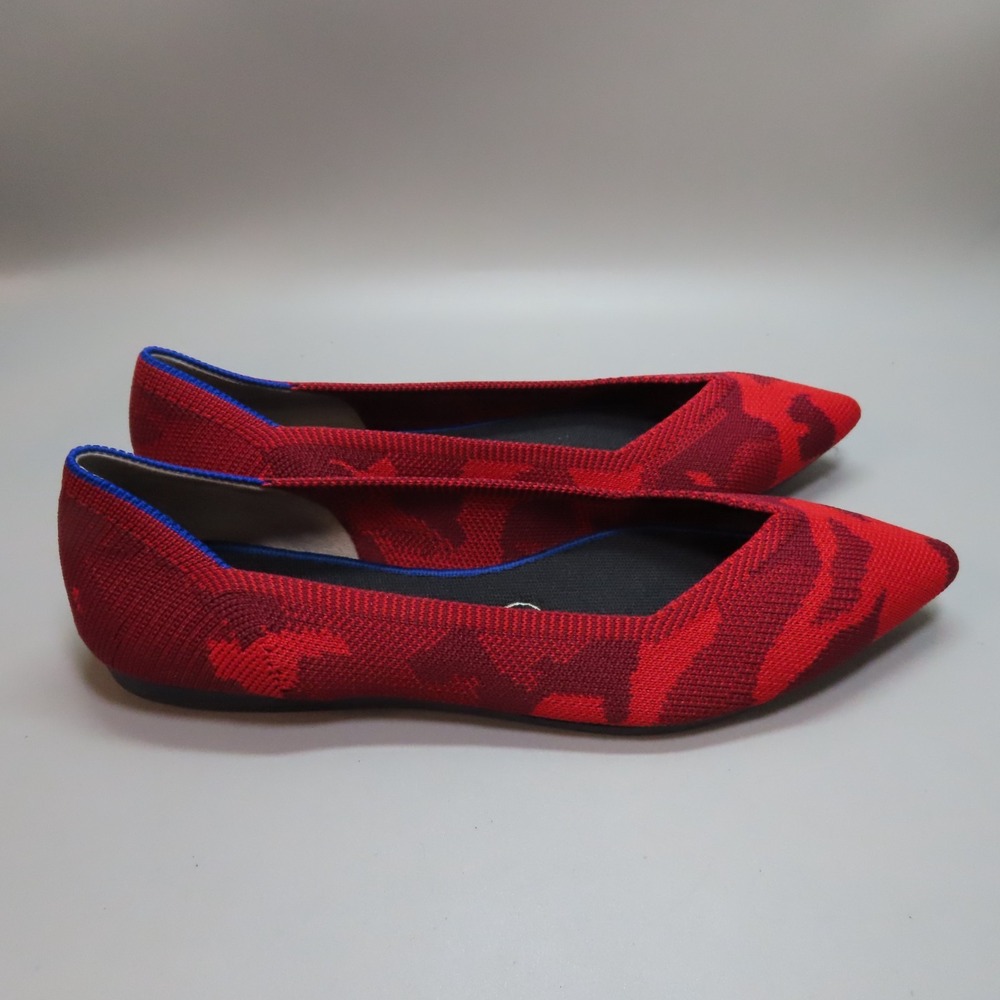 ROTHY'S Red Camo Knit Point‎ Toe Slip On Ballet Flat Shoes Size 8 ~ RARE 🔥❤️
